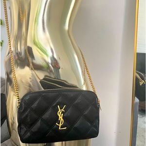 YSL Becky Diamond Quilted Leather Camera Bag, Pre-owned in excellent condition.